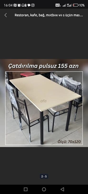 masa və stullar: Balkon üçün, Açılmayan, Dördbucaq masa, 4 stul — 7