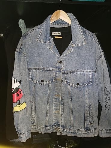 brend kurtka: Mickey Mouse temalı cins gödəkçə - Material: klassik açıq mavi denim — 1
