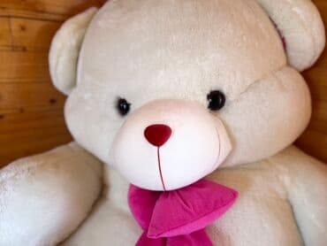 прикатен крем инструкция: Nəhəng plyuş ayı oyuncaq - Rəng: krem-ağ gövdə, tünd çəhrayı — 2