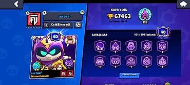 Brawl Stars hesabı - Kupa yolu: 67 463 (ən yüksək: 67 469) - Prestij
