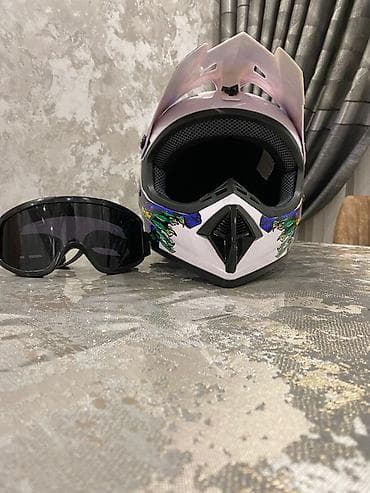 Motokross/dirt bike dəbilqəsi + eynək seti - Növ: Tam üzlü