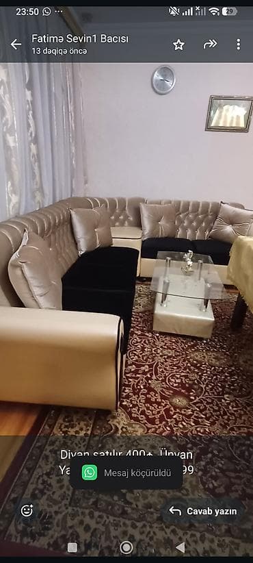 divan satisi: Divan satılır 400₼. Ünvan Yasamal. 8031. Fatimə99 — 1
