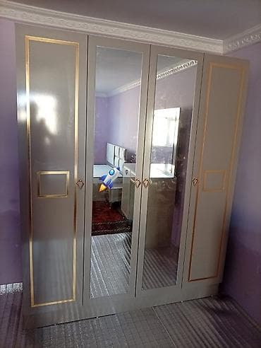 4 qapılı, Güzgülü, Boz, Açılan, Düz dolab — 1