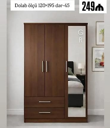 metbext skaflari: Üç qapılı paltarsaxlama dolabı – güzgülü model - Ölçü: 120 × 195 sm — 1
