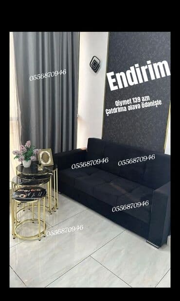 Divan, Qonaq otağı üçün, Vеlur parça, Bazalı, Açılan, Kitab