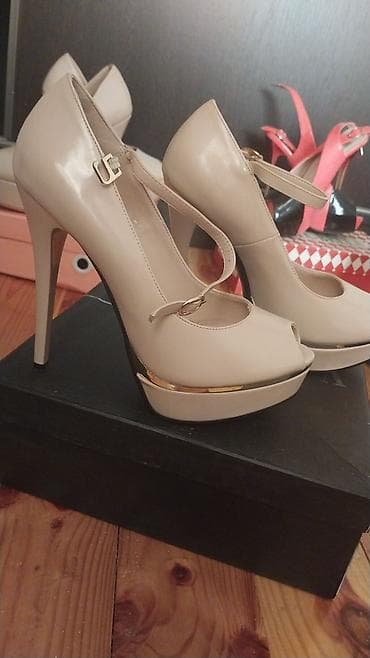 Bej rəngli qadın yüksək daban ayaqqabısı - Model: Platformalı