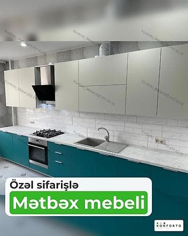 Özəl sifarişlə mətbəx mebeli - Dizayn: Minimalist, düz xəttli — 1