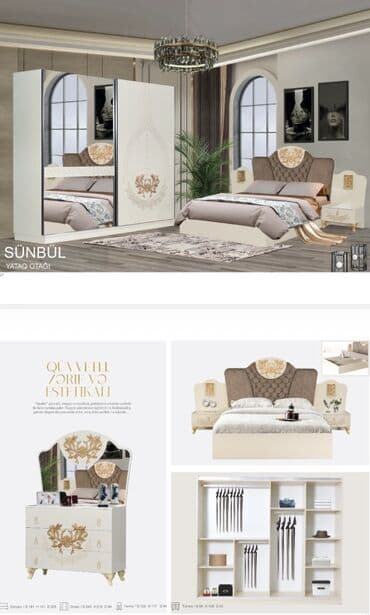 yataq otaq mebel: İkinəfərlik çarpayı, 2 tumba, Dolab, Termo, Yeni — 1