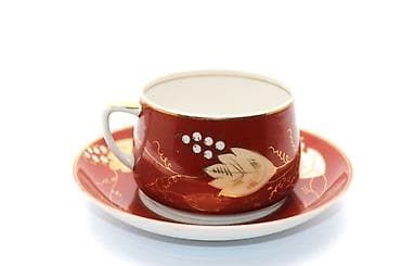 Qəhvə dəsti, rəng - Qırmızı, Farfor