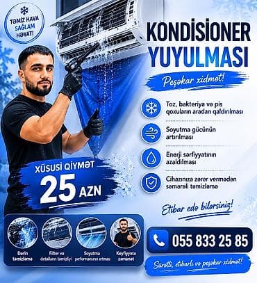 Kondisioner yuyulması – peşəkar xidmət Xidmətin məzmunu: - Dərin