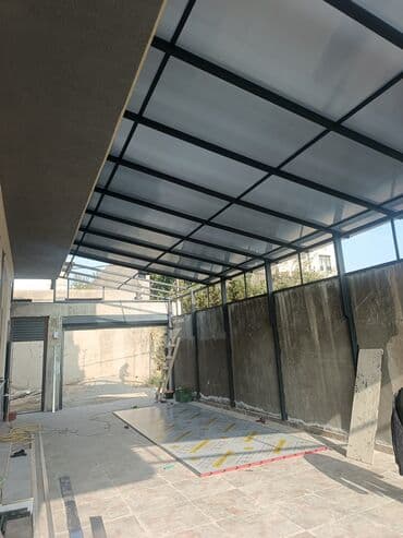 Kafel və bitirmə daşları: Polikarbonat üst örtüklü metal konstruksiya örtük naver qaraj ara — 3
