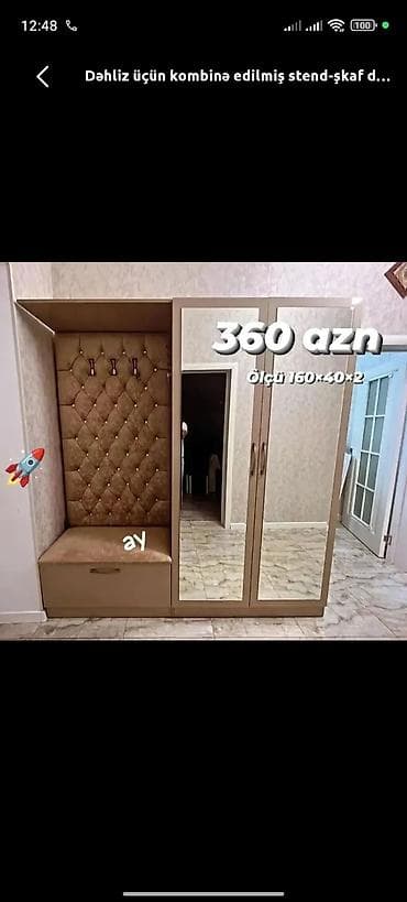 parça dolab: Yeni, 2 qapılı, Güzgülü, Bej, Açılan, Düz dolab — 1