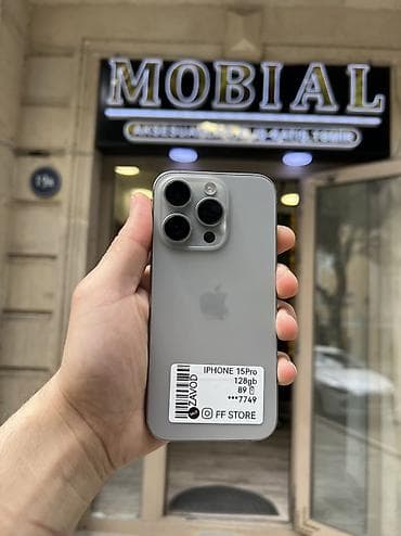 IPhone 15 Pro, 128 GB, Natural Titanium, Zəmanət, Simsiz şarj, Face ID