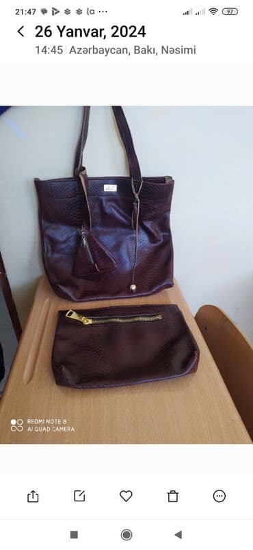 louis vuitton çanta: Dəri çanta yenidi.100 manat — 1