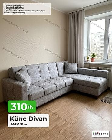 kunc divan deri: Künc divan, Yeni, Açılan, Bazalı, Parça, Şəhərdaxili pulsuz çatdırılma — 1