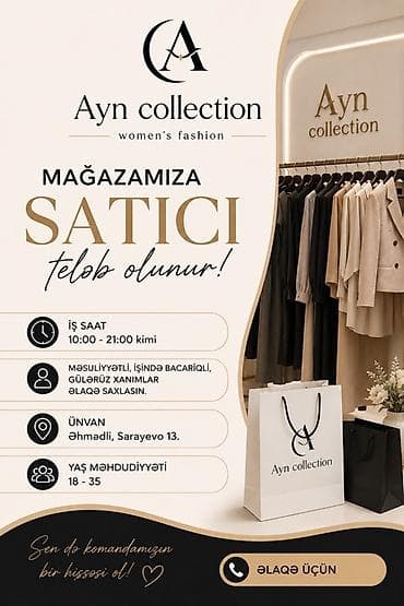 İş: Satış məsləhətçisi tələb olunur, 18-29 yaş — 1