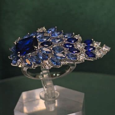 585 prob qızıl qiymeti: Üzük, Ağ qızıl, Sapfir — 1