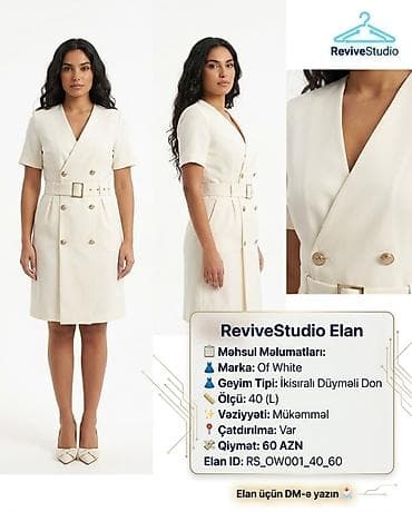 off white duks: Gündəlik don, Midi, L — 1