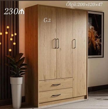 palid parket: Açılan, 3 qapılı Düz dolab, Qarderob, paltar dolabı — 1