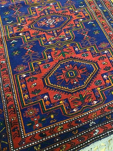 yun alışı: Qol toxunuşu xalça yalniz divardan asilib - Material: təbii yun sap - — 3