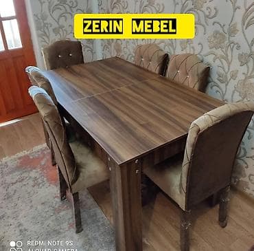 Mətbəx üçün, Açılan, Dördbucaq masa, 6 stul