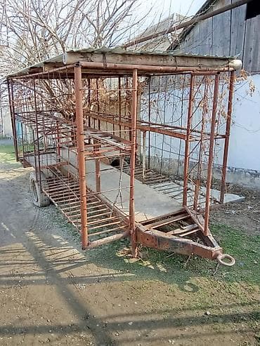 Kənd təsərrüfatı üçün metal karkaslı qoşqu qəfəs - İki təkərli