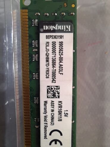 16 gb ram: Operativ yaddaş (RAM) Kingston, 8 GB, 3200 Mhz, DDR3, PC üçün, Yeni — 2