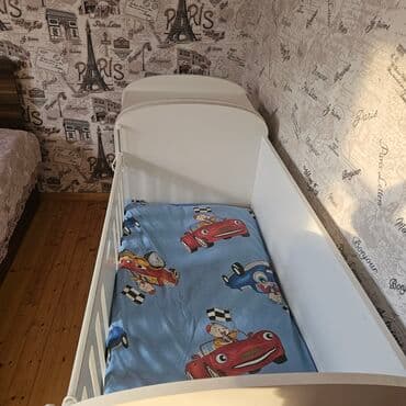 трансформер с пеленальным столиком: Для девочки и мальчика, Новый, Четырехугольная, Колыбель, С бортиками, С матрасом, С механизмом качания — 2