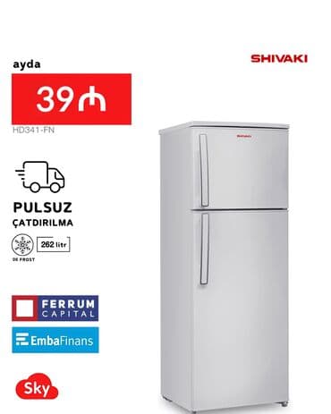 Yeni 2 qapılı Shivaki Soyuducu Satılır, rəng - Boz, Kredit var
