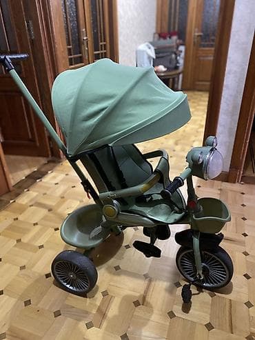 3 tekerli velosiped satılır: Uşaq üçtəkərli velosipedi – itələmə tutacaqlı model - Rəng: açıq — 1