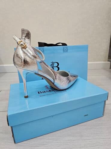 женские серебристые туфли: BASKECID qadın ayaqqabısı – gümüşü rəngdə, iti burunlu, hündur dabanlı — 6