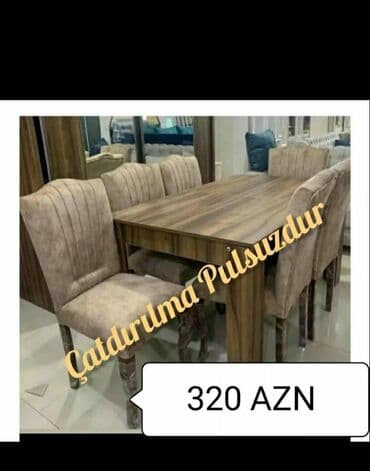 iwlenmiw masa: Qonaq otağı üçün, Yeni, Açılmayan, Dördbucaq masa, 6 stul — 6