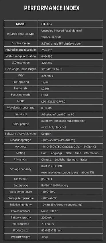 hdmi kabel android: Termal görüntü kamerası. Model: HTI HT-18+ Temperaturu ölçmək və — 10
