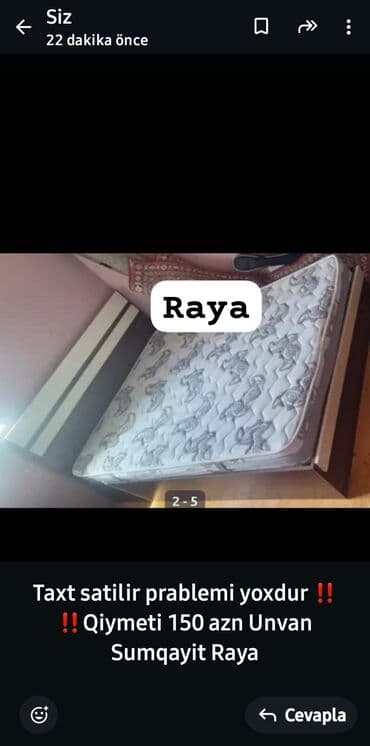 İşlənmiş, İkinəfərlik çarpayı, Bazasız, Matras ilə lalafo.az -da İşlənmiş, İkinəfərlik çarpayı, Bazasız, Matras ilə