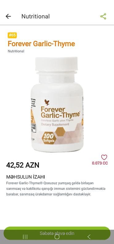 Forever Garlic-Thyme – qoxusuz sarımsaq və kəklikotu tərkibli qida