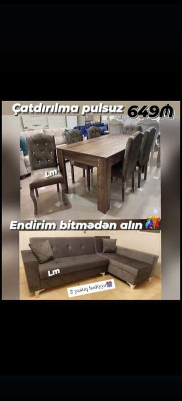 stol və stul dəstləri: Yeni, Künc divan, Divan, Bazalı, Açılan — 4
