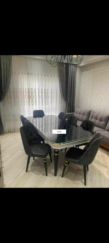 ders masaları: Qonaq otağı üçün, Yeni, Açılmayan, Dördbucaq masa, 6 stul — 9