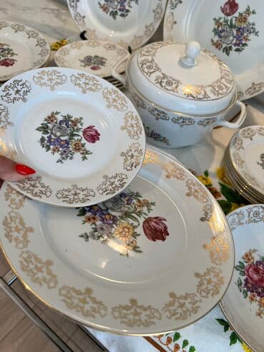 cehizlik sandiqlar: Boşqablar, 12 ədədli dəst, Farfor, Almaniya — 1