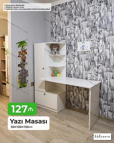 uşaq dolabi: Düz masa, Stulsuz, Polkalı, Siyirməli, Sadə laminat — 1