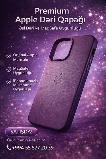 Premium Apple 14 Pro Max Dəri Qapağı - Əsl dəri material: Yumşaq