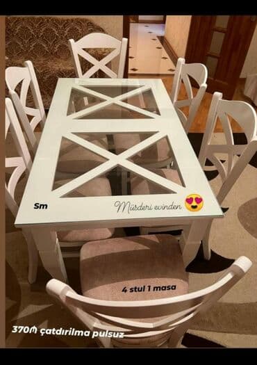 a4 kagiz qiymeti: 370 manat 4 stul 1 masa Matiriyali maşın boyası MDF Oturacaqlaeda — 1