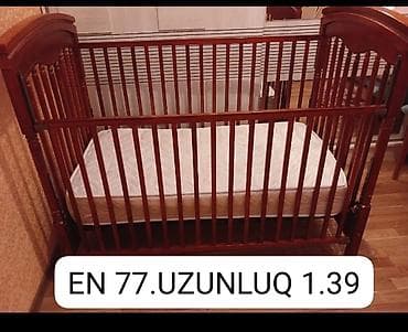 Колыбели: Taxta beşik – klassik dizayn - Material: bərk ağac, qırmızı-qəhvəyi — 1