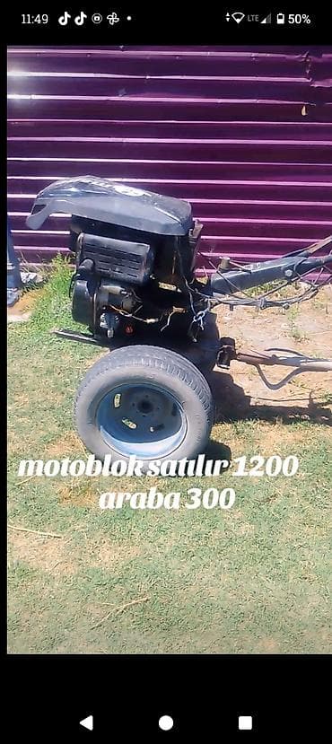 Motoblok + qoşqu araba - Güclü benzin mühərrikli yürümə traktoru, ön