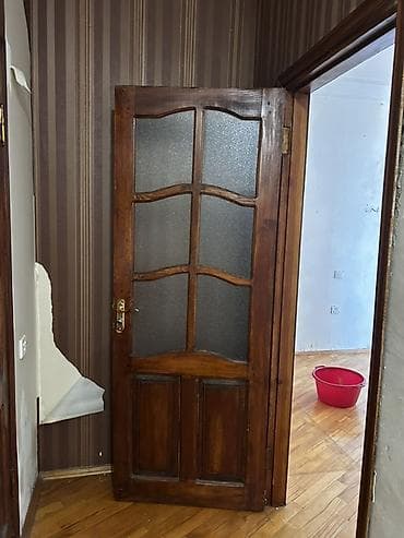 taxta reykalar: Taxta iç otaq qapısı – şüşəli model - Material: kütləvi ağac (tünd — 2