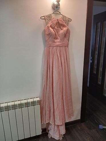 vecerni don: Şaftalı rəngində uzun ziyafət/libas - Model: Uzun, axıcı ətəkli — 4