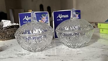 Şirniyyat qabı – qapaqlı, şüşə/kristal naxışlı dizayn. Xüsusiyyətlər — 6