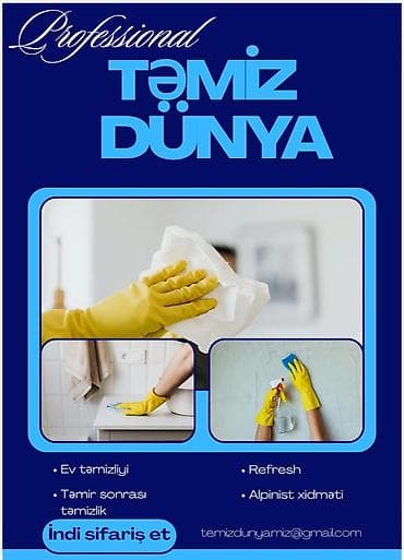 Təmiz Dünya – Professional təmizlik xidmətləri Xidmətlər: - Ev