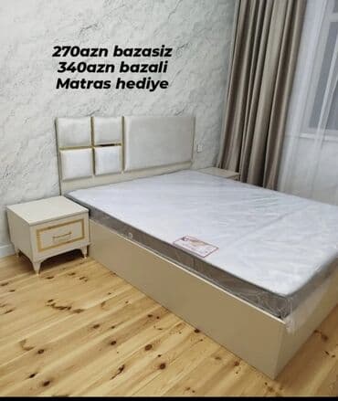 Bağ, çöl mebeli: Yataq dəsti – yumşaq başlıq və modern dizayn. - Ölçü: 1.60 × 2 m - — 1