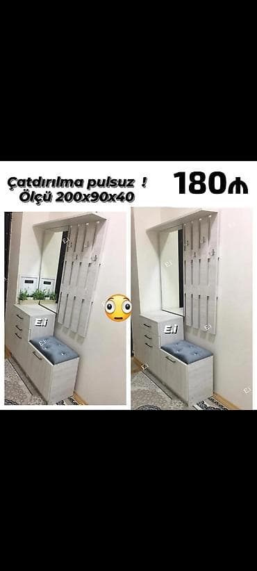 2 divan: Dəhliz üçün kupe-çantalı paltar asqısı və şkaf dəsti - Ölçü — 3