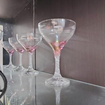 plastmas qablar: Qədəhlər, rəng - Çəhrayı, Şüşə — 2